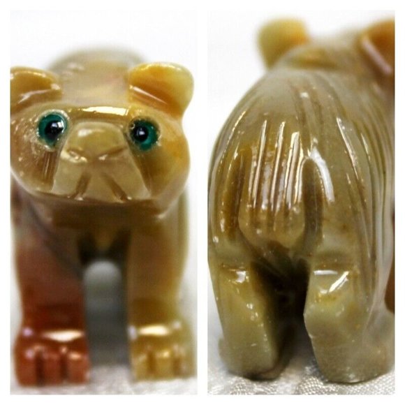 Small Wild Animal Figurines Ceramic Panda Baboon Stone Bear Shell Dog Carved - Picture 7 of 12